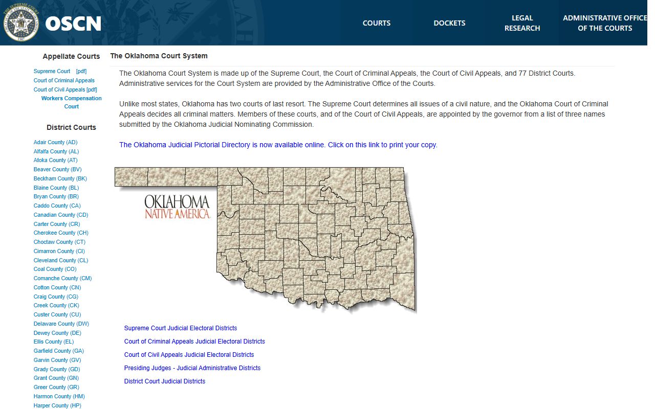 Tulsa County court dockets OSCN court-system overview