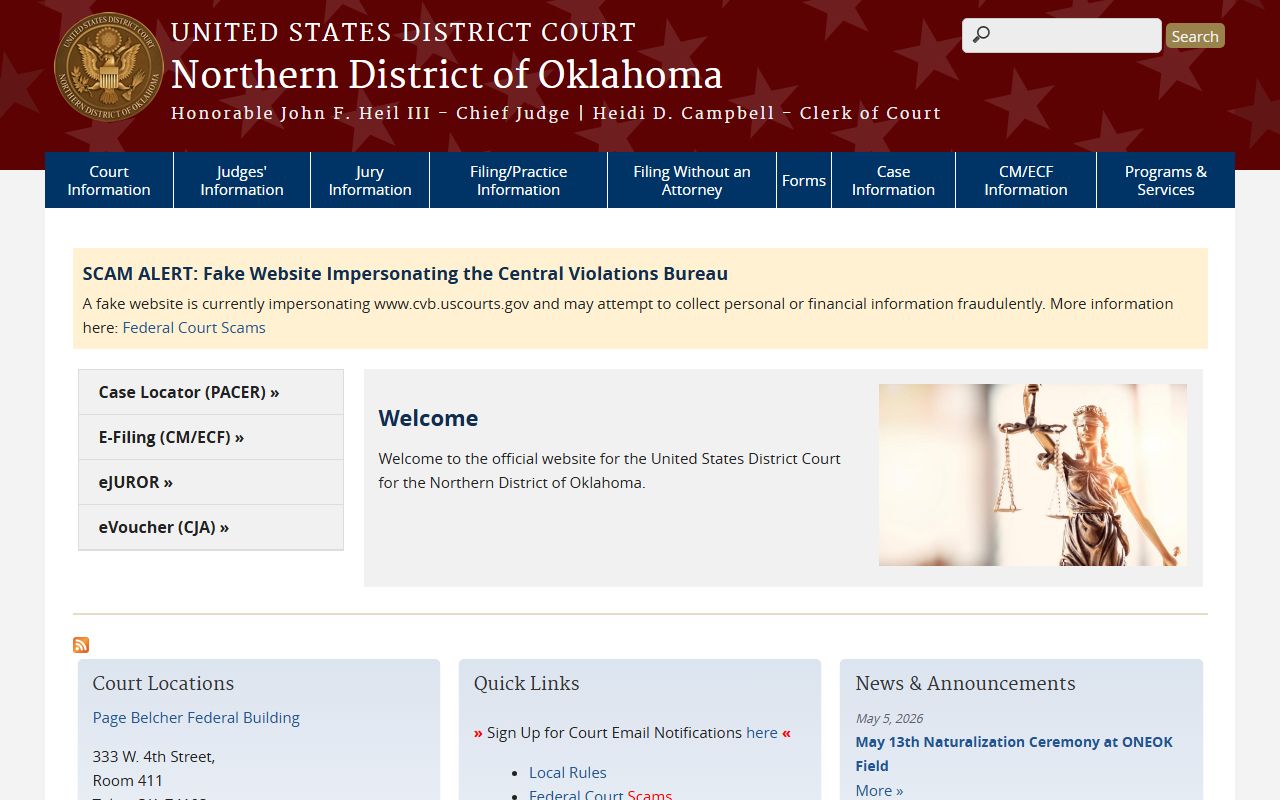 Tulsa County federal court records, Northern District of Oklahoma