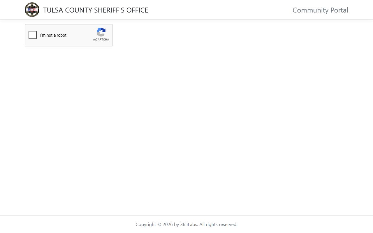 Tulsa County inmate records roster on the Sheriff's community portal